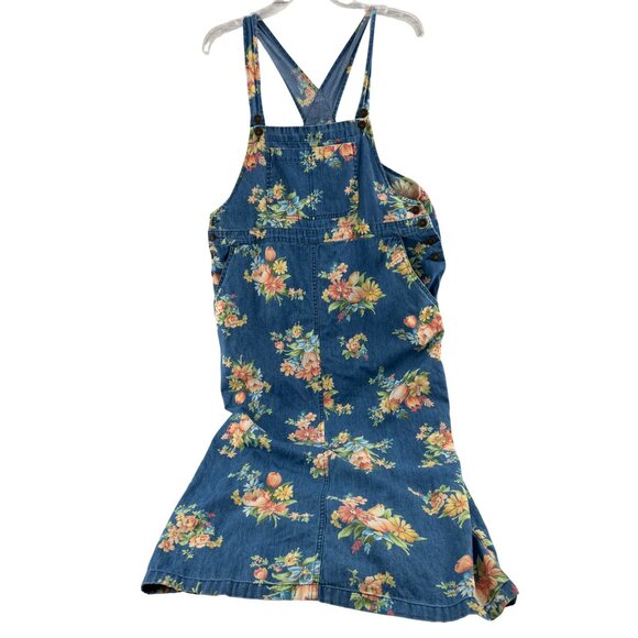 Liz Claiborne Villager Sport Floral Denim Overall Dress Large Vintage 90s - Picture 3 of 6